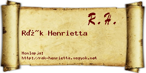 Rák Henrietta névjegykártya