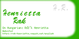 henrietta rak business card